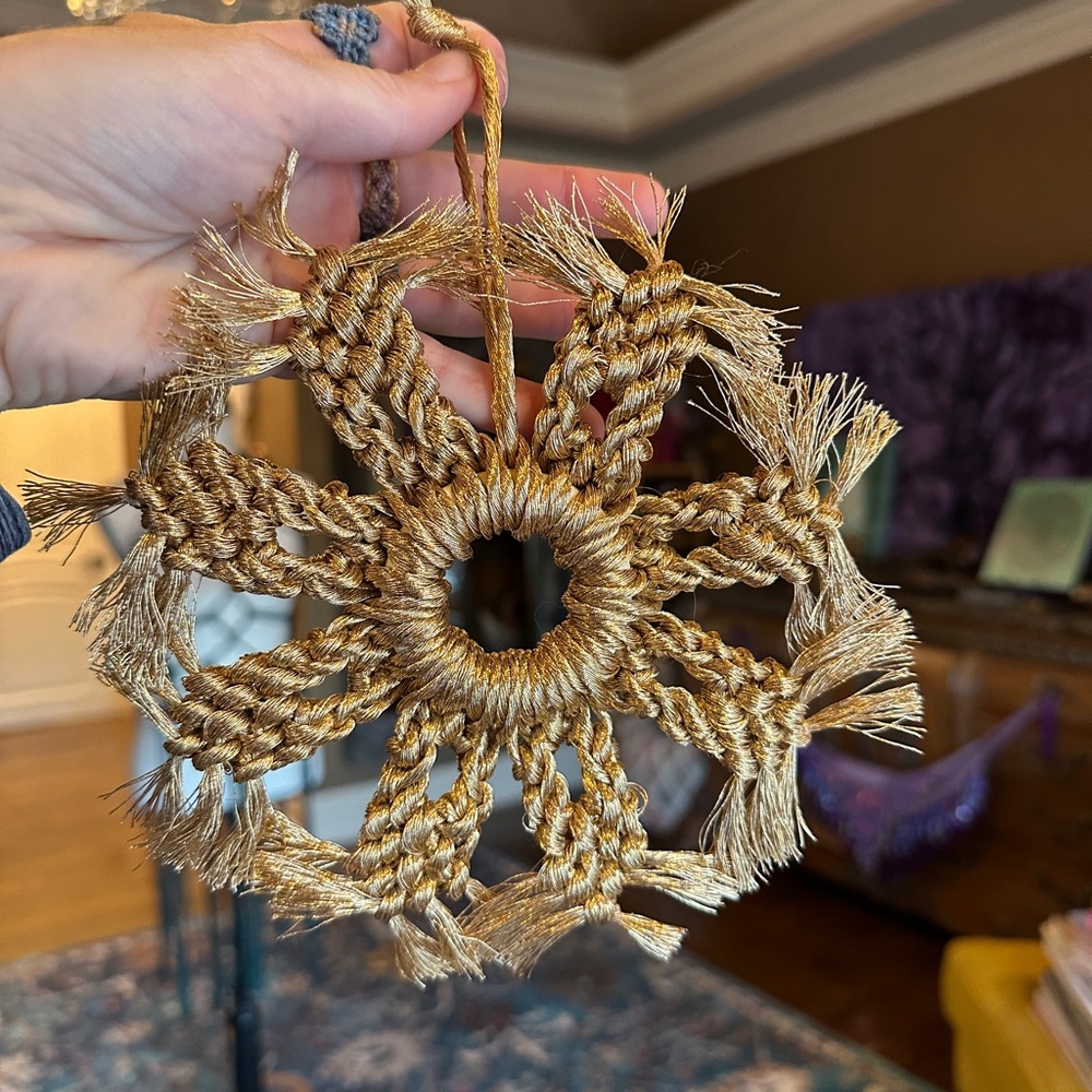 Handmade Macramé Snowflake Ornament - Picture 3 of 3